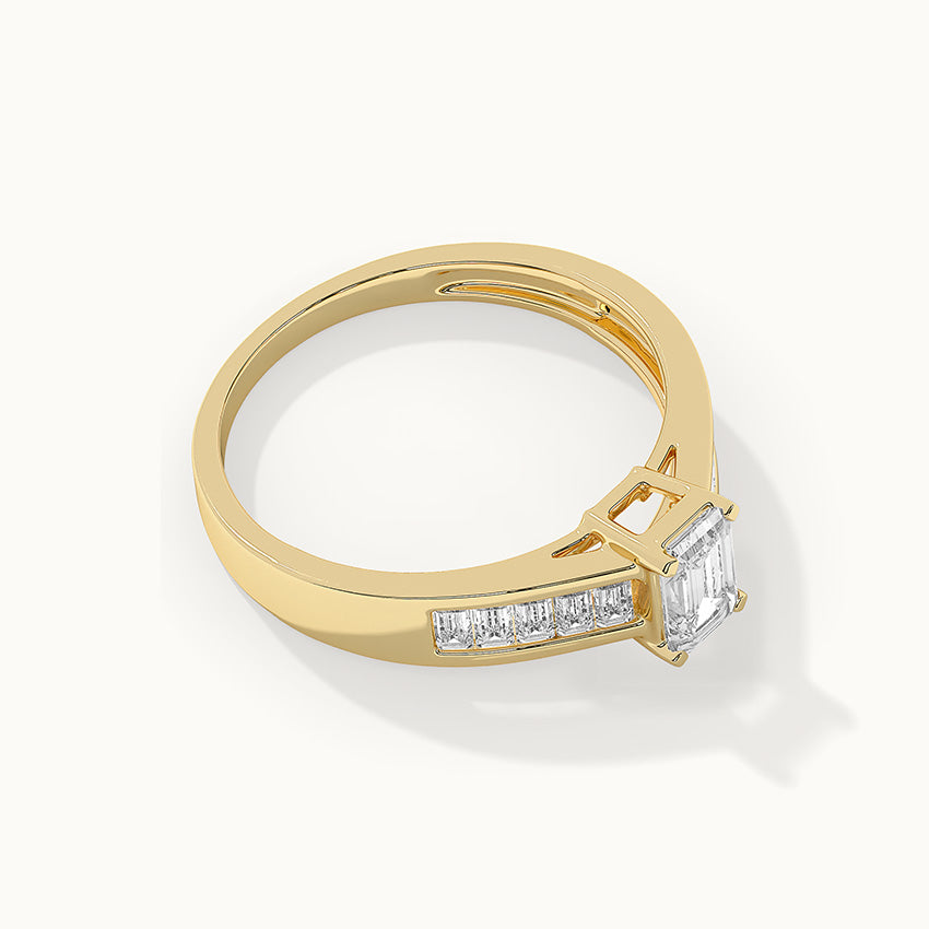 Emerald Solitaire Diamond Ring, 14K Solid Gold, 1 ct Lab Grown Diamond-7