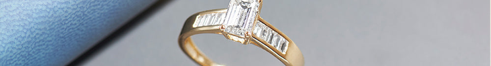 Emerald Solitaire Diamond Ring, 14K Gold Vermeil, 1 ct Lab Grown Diamond-1