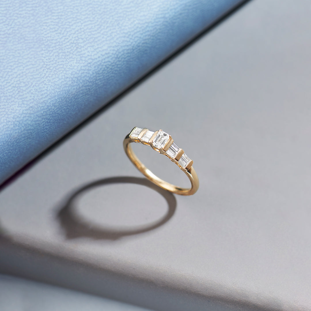 Clear Baguette Diamond Ring, 14K Solid Gold, 1/3 ct Lab Grown Diamond-1
