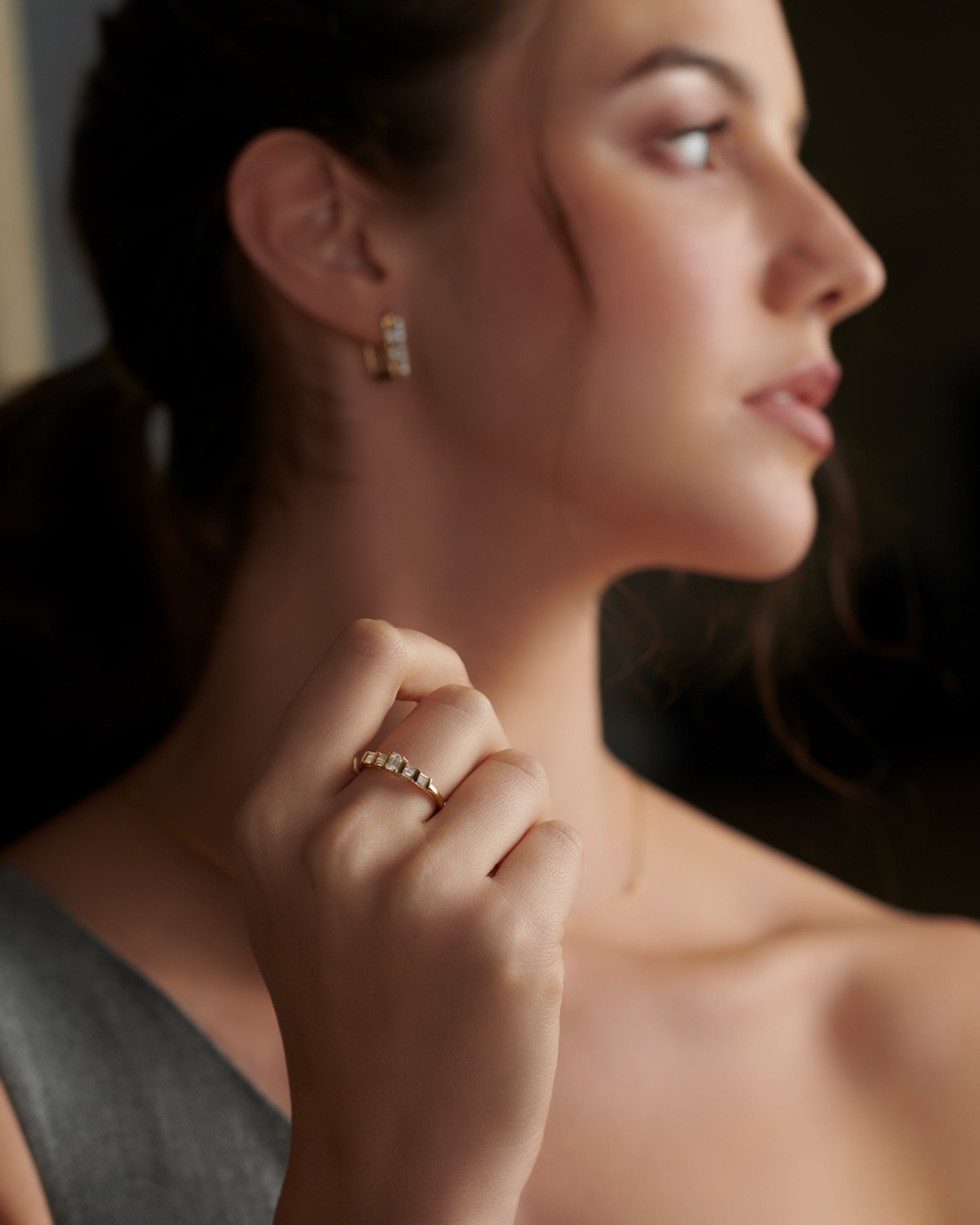 Clear Baguette Diamond Ring, 14K Solid Gold, 1/3 ct Lab Grown Diamond-4