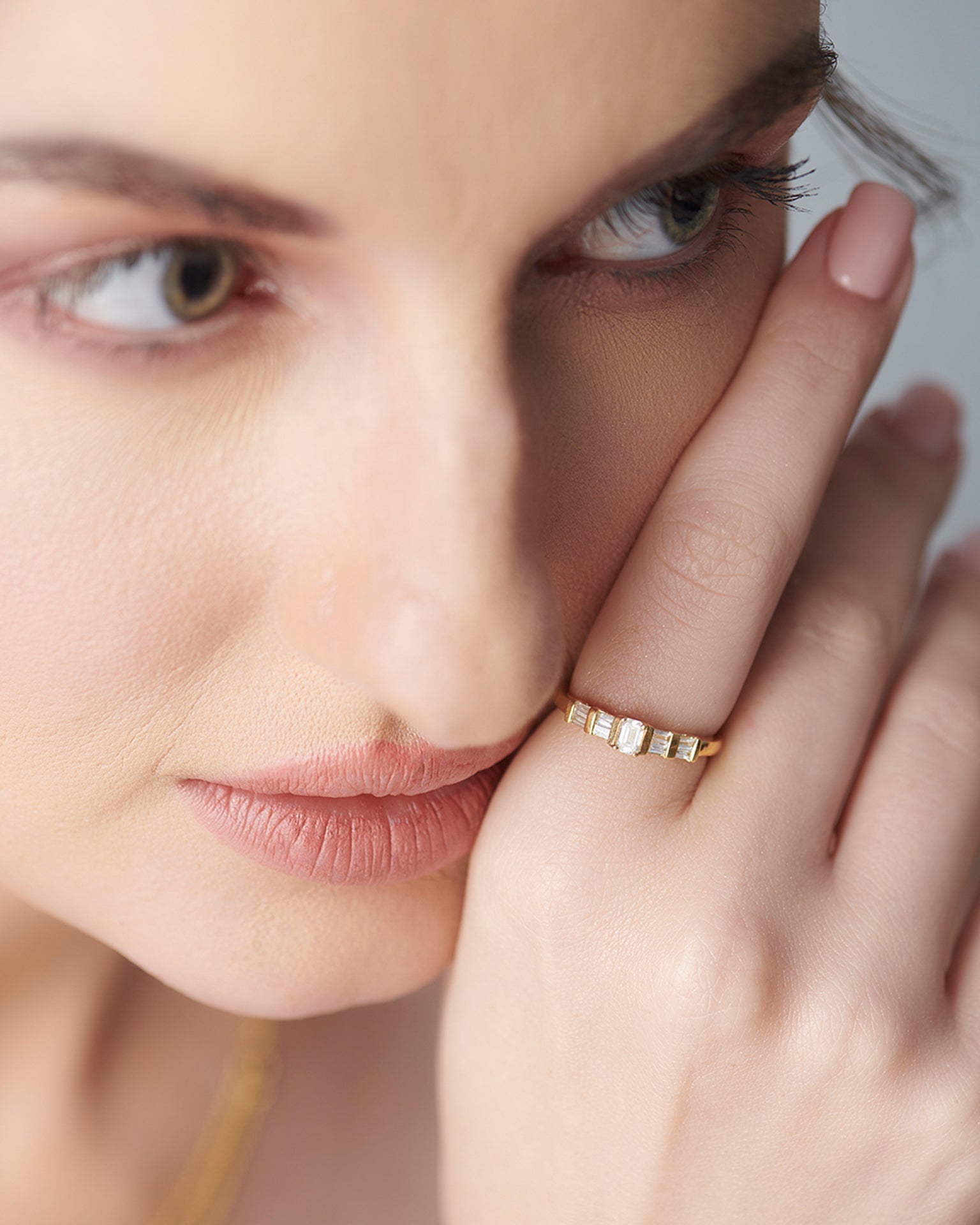 Clear Baguette Diamond Ring, 14K Solid Gold, 1/3 ct Lab Grown Diamond-2
