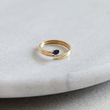 Gold Blue Stone Ring, 10K Solid Gold-5