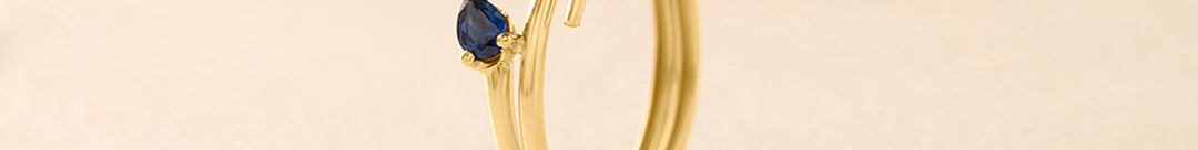 Gold Blue Stone Ring, 10K Solid Gold-1