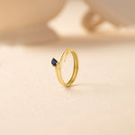 Gold Blue Stone Ring, 10K Solid Gold-1