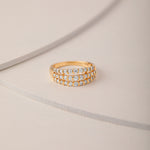 Stunning Three Row Diamond Ring, 14K Gold Vermeil, 5/8 ct Lab Grown Diamond-5