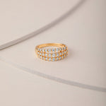Stunning Three Row Diamond Ring, 14K Solid Gold, 5/8 ct Lab Grown Diamond-5