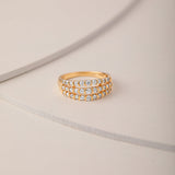 Stunning Three Row Diamond Ring, 14K Solid Gold, 5/8 ct Lab Grown Diamond-5