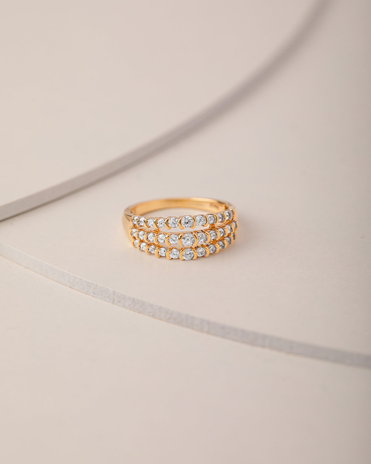Stunning Three Row Diamond Ring, 14K Solid Gold, 5/8 ct Lab Grown Diamond-5