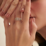 Stunning Three Row Diamond Ring, 14K Solid Gold, 5/8 ct Lab Grown Diamond-2