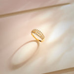 Stunning Three Row Diamond Ring, 14K Solid Gold, 5/8 ct Lab Grown Diamond-1