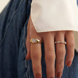 Heart Signet Ring, 14K Gold Vermeil, 1/5 ct Lab Grown Diamond-2