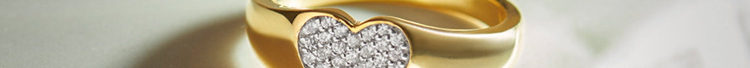 Heart Signet Ring, 14K Gold Vermeil, 1/5 ct Lab Grown Diamond-1