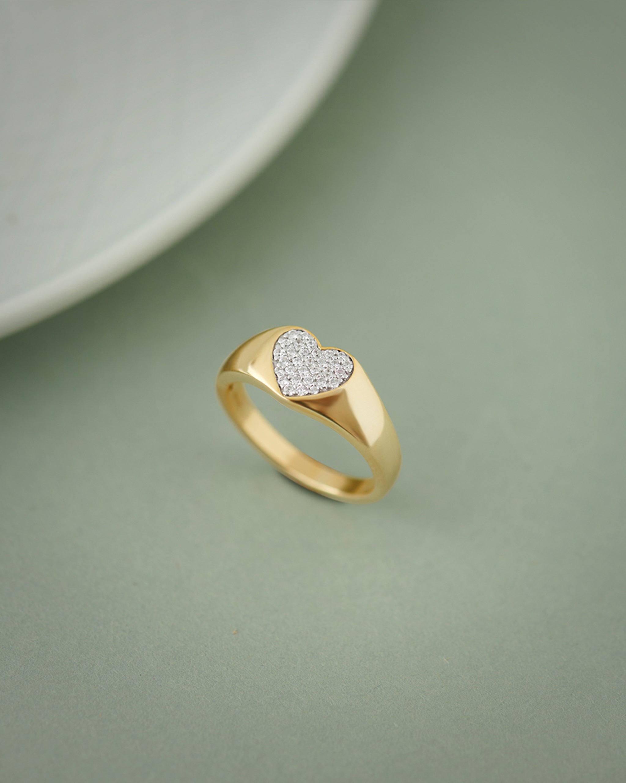 Heart Signet Ring, 14K Gold Vermeil, 1/5 ct Lab Grown Diamond-5