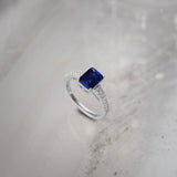 Created Sapphire & Diamond Ring, Sterling Silver, 1/4 ct Lab Grown Diamond-1