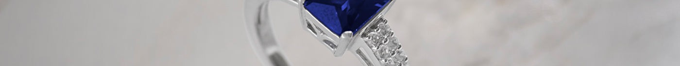 Created Sapphire & Diamond Ring, 14K Solid Gold, 1/4 ct Lab Grown Diamond-1
