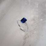 Created Sapphire & Diamond Ring, 14K Solid Gold, 1/4 ct Lab Grown Diamond-1