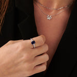 Created Sapphire & Diamond Ring, Sterling Silver, 1/4 ct Lab Grown Diamond-4