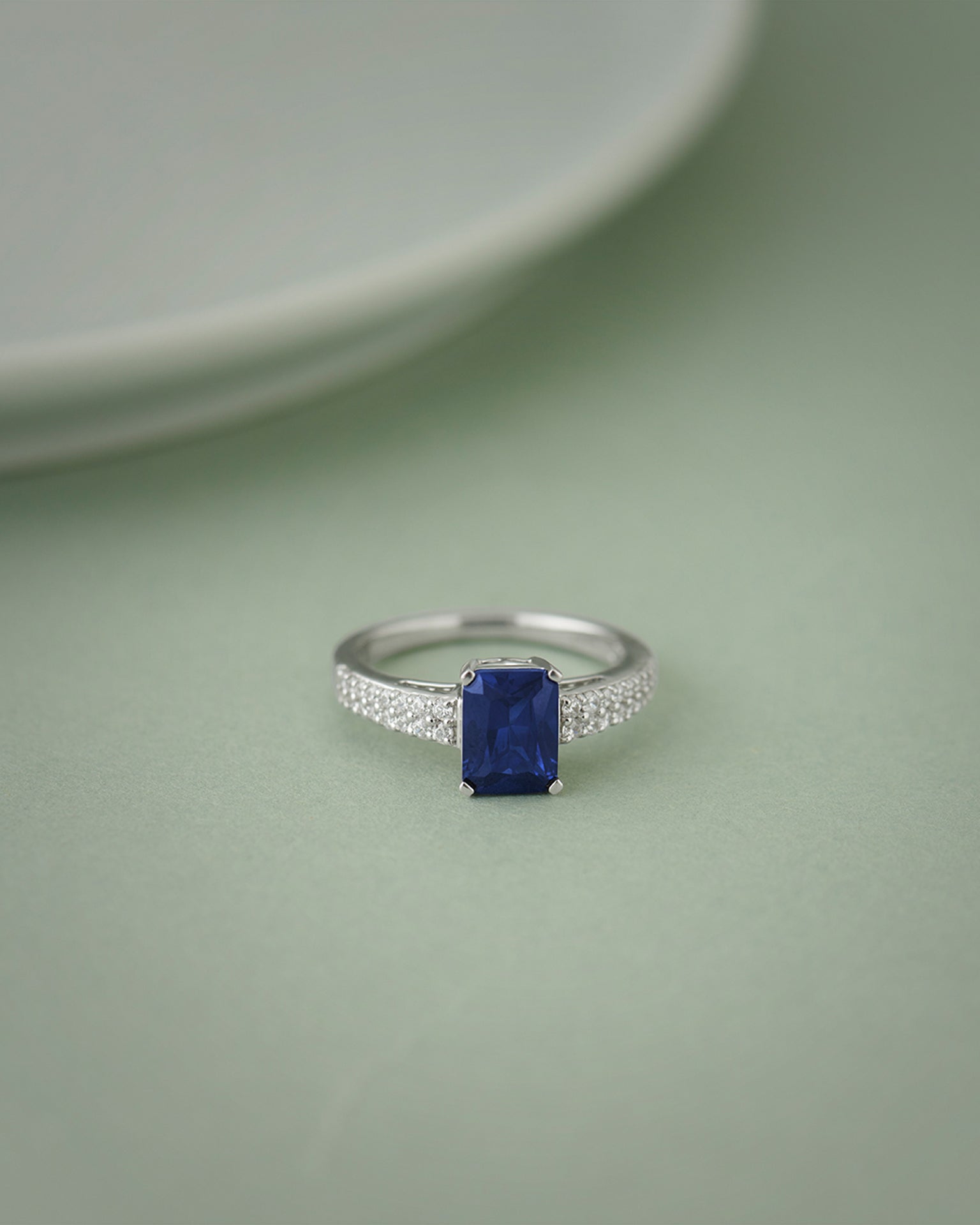Created Sapphire & Diamond Ring, 14K Solid Gold, 1/4 ct Lab Grown Diamond-5