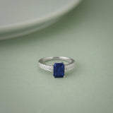 Created Sapphire & Diamond Ring, Sterling Silver, 1/4 ct Lab Grown Diamond-5