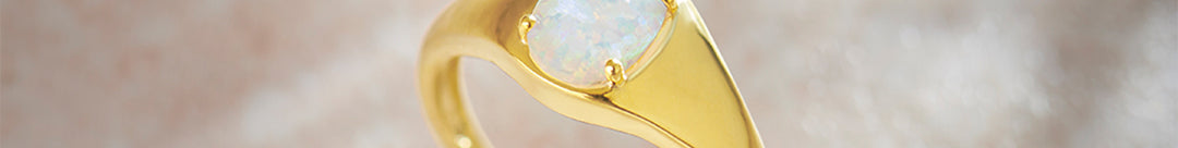 Created Opal Signet Ring, 14K Gold Vermeil-1