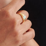 Created Opal Signet Ring, 14K Gold Vermeil-2