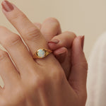 Created Opal Signet Ring, 14K Gold Vermeil-4