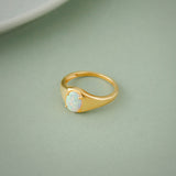 Created Opal Signet Ring, 14K Gold Vermeil-5