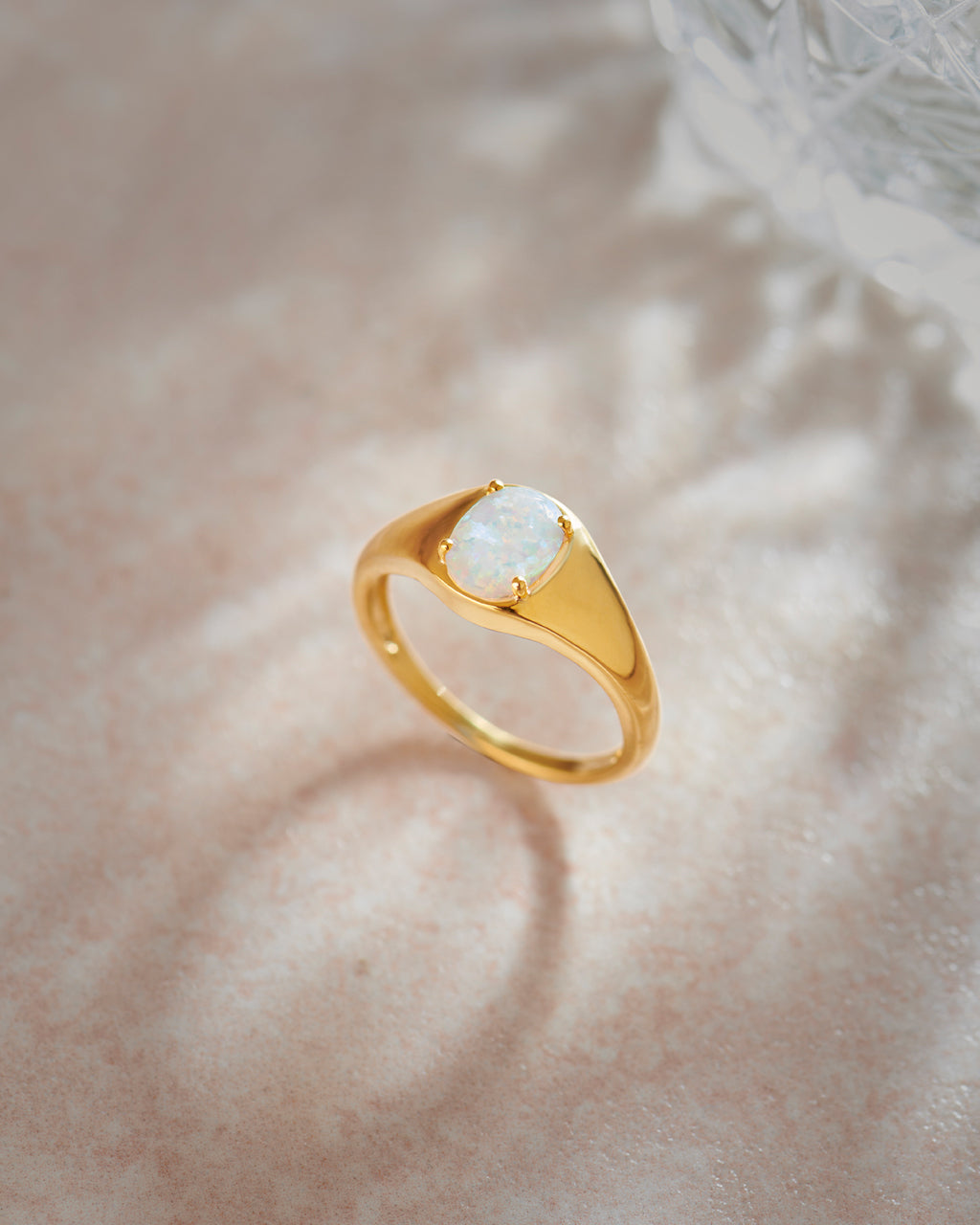 Created Opal Signet Ring, 14K Gold Vermeil-6