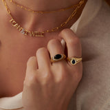 Created Sapphire Signet Ring, 14K Solid Gold-5