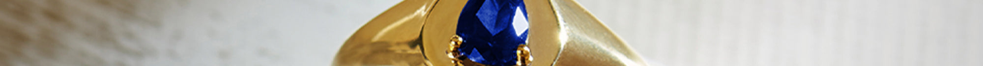 Created Sapphire Signet Ring, 14K Gold Vermeil-1