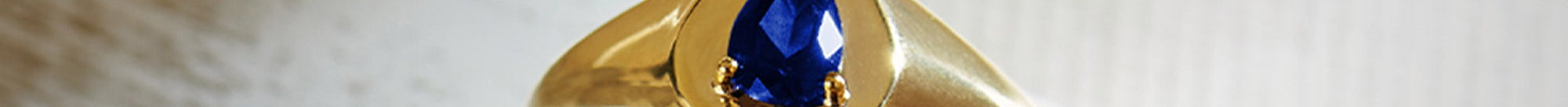 Created Sapphire Signet Ring, 14K Solid Gold-1
