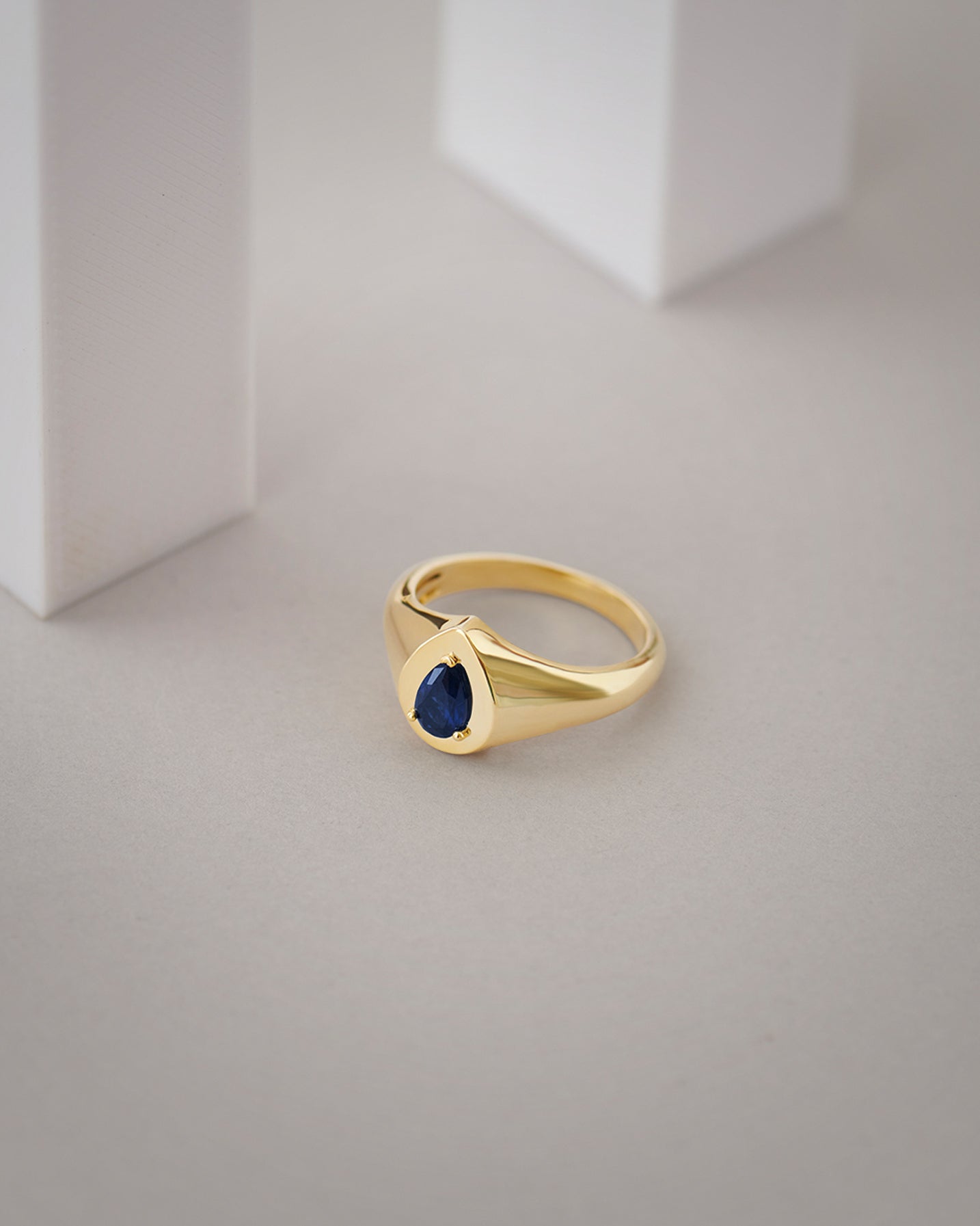 Created Sapphire Signet Ring