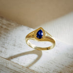 Created Sapphire Signet Ring, 14K Gold Vermeil-4