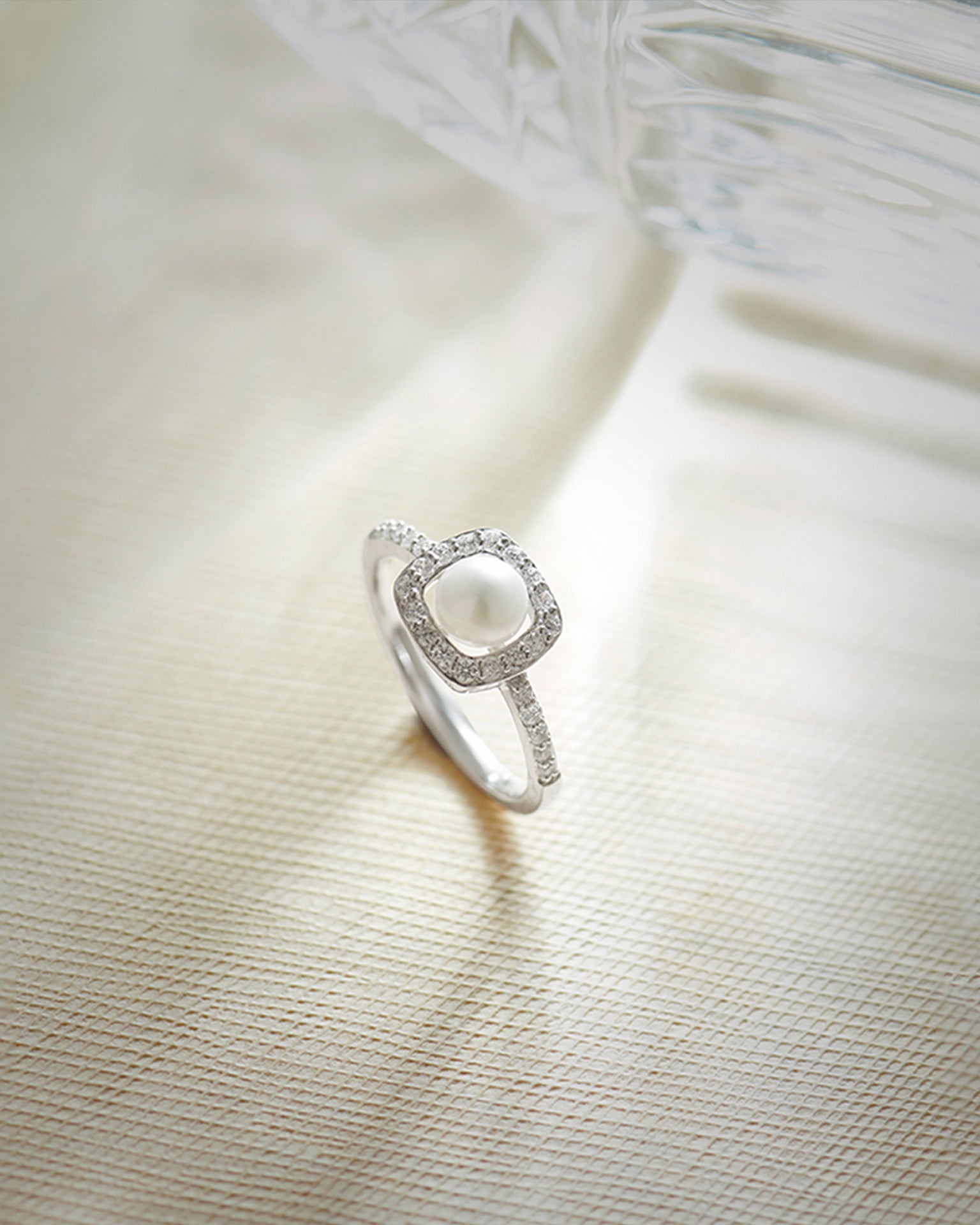 Classic Cushion Pearl Diamond Ring