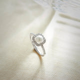 Classic Cushion Pearl Diamond Ring, Sterling Silver, 1/3 ct Lab Grown Diamond-6
