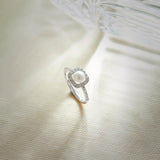 Classic Cushion Pearl Diamond Ring, Sterling Silver, 1/3 ct Lab Grown Diamond-1