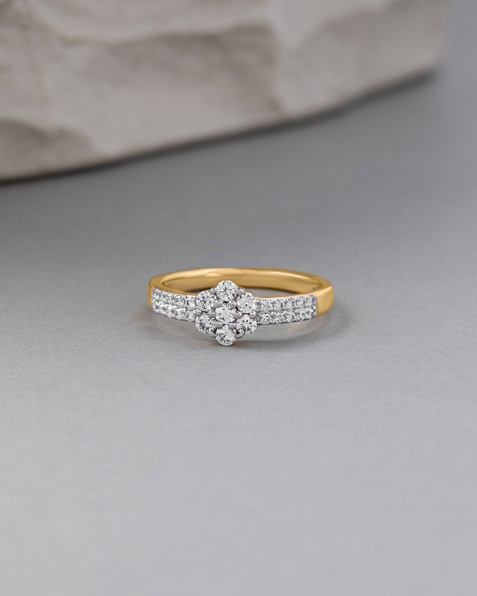 Floral Cluster Ring, 14K Gold Vermeil, 1/2 ct Lab Grown Diamond-5