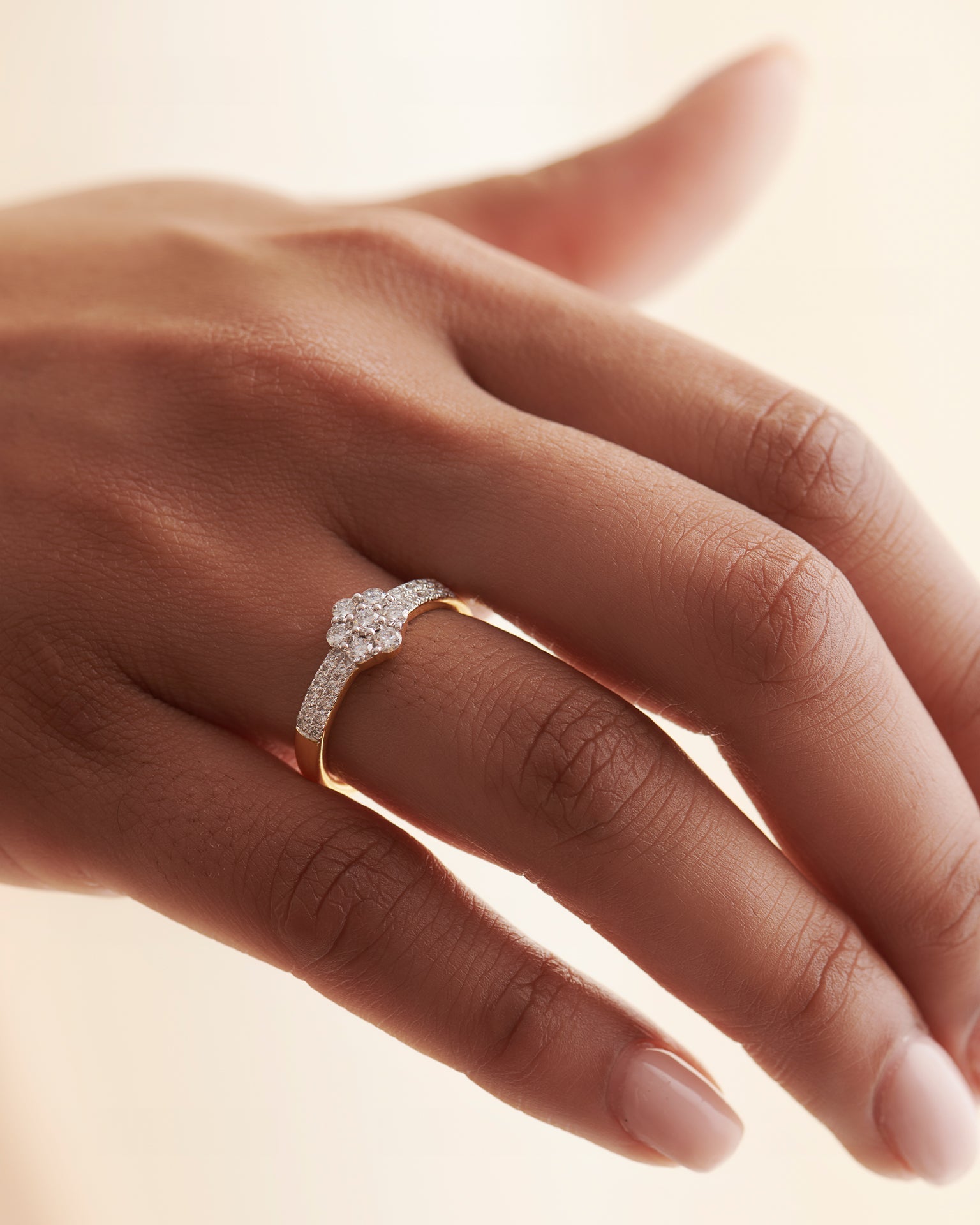 Floral Cluster Ring, 14K Solid Gold, 1/2 ct Lab Grown Diamond-2