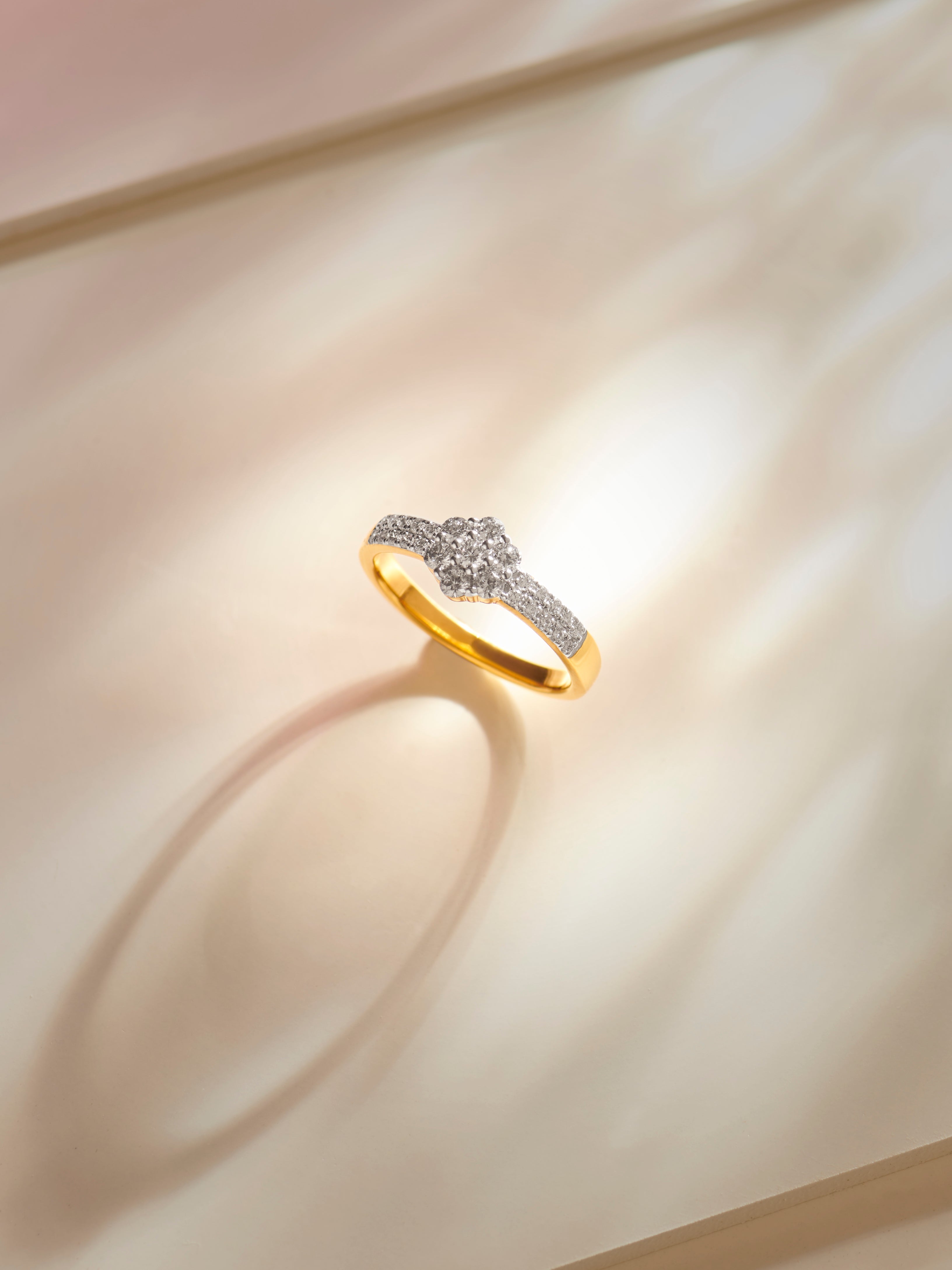 Floral Cluster Ring, 14K Solid Gold, 1/2 ct Lab Grown Diamond-6