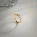 Square Solitaire Ring, 14K Gold Vermeil, 1/3 ct Lab Grown Diamond-1