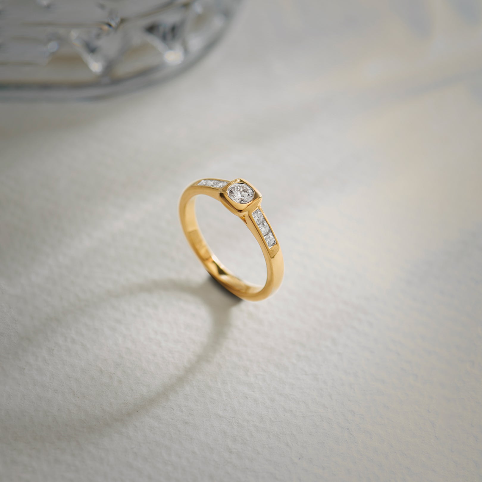 Square Solitaire Ring, 14K Gold Vermeil, 1/3 ct Lab Grown Diamond-1