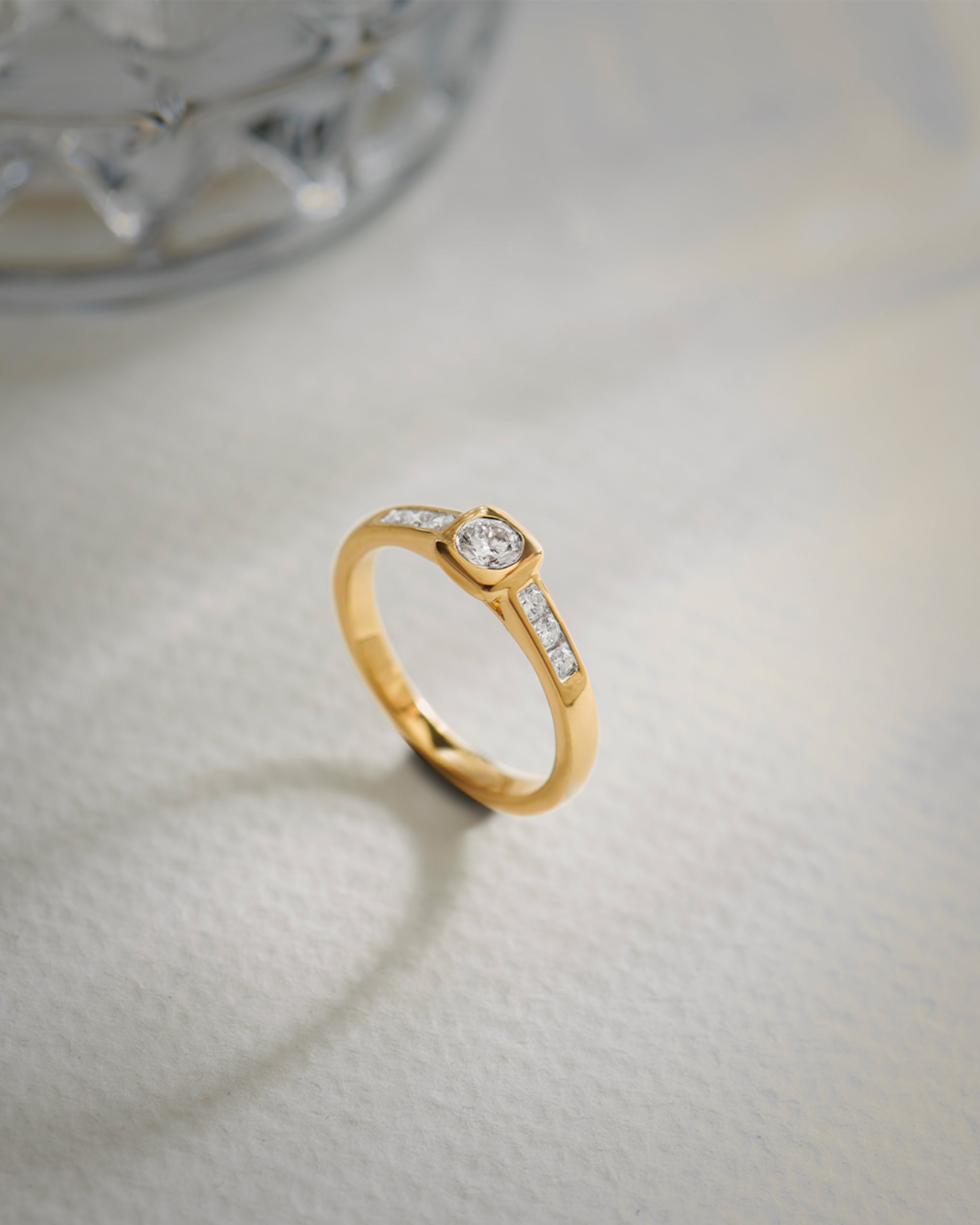 Square Solitaire Ring, 14K Gold Vermeil, 1/3 ct Lab Grown Diamond-6