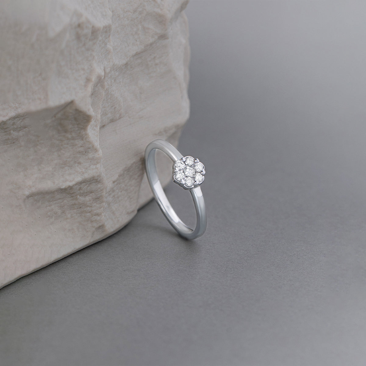 Sleek Floral Ring, 10K Solid Gold, 1/5 ct Lab Grown Diamond-1
