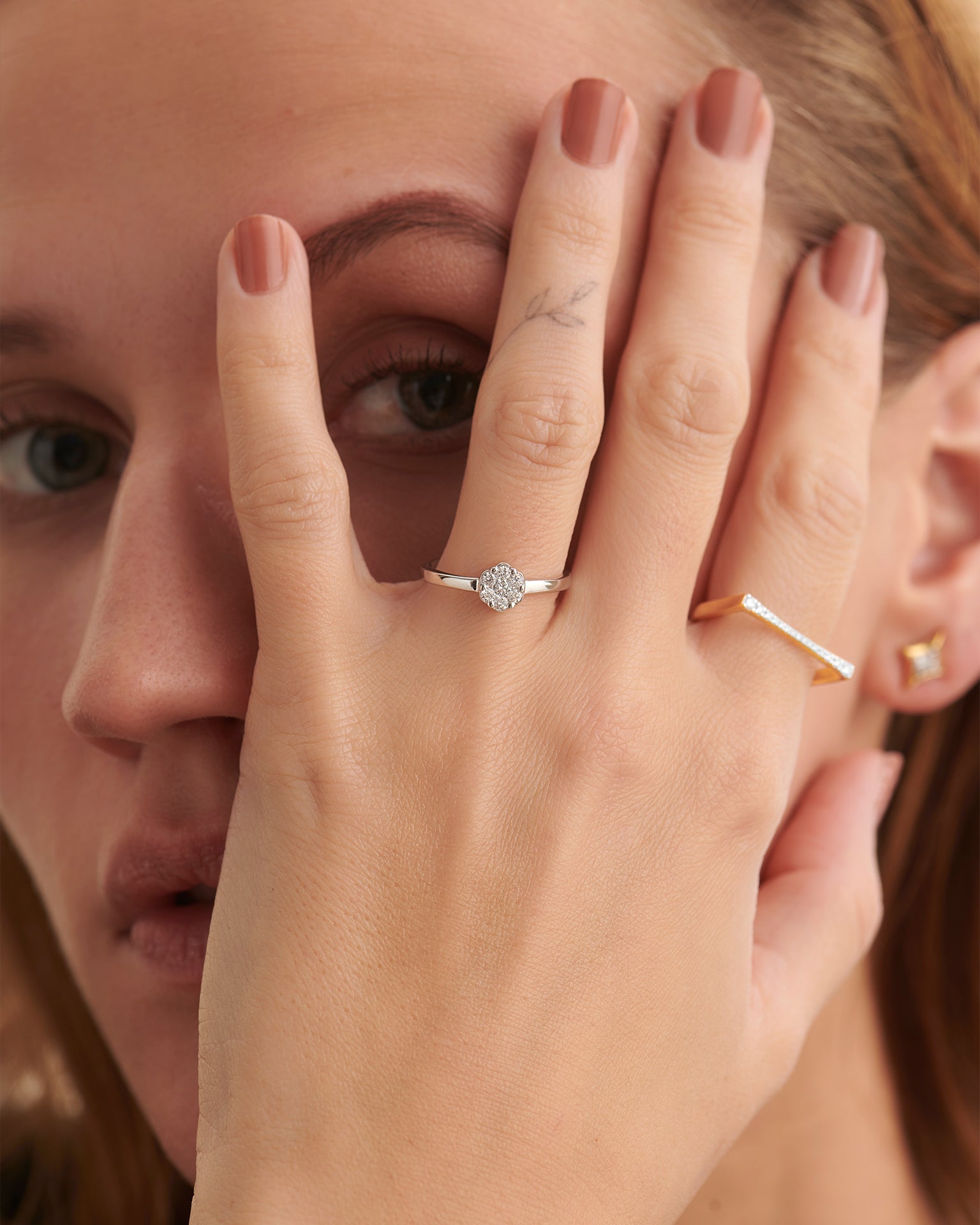Sleek Floral Ring, 10K Solid Gold, 1/5 ct Lab Grown Diamond-2