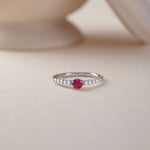 Created Ruby Sleek Diamond Ring, 14K Solid Gold, 1/4 ct Lab Grown Diamond-5