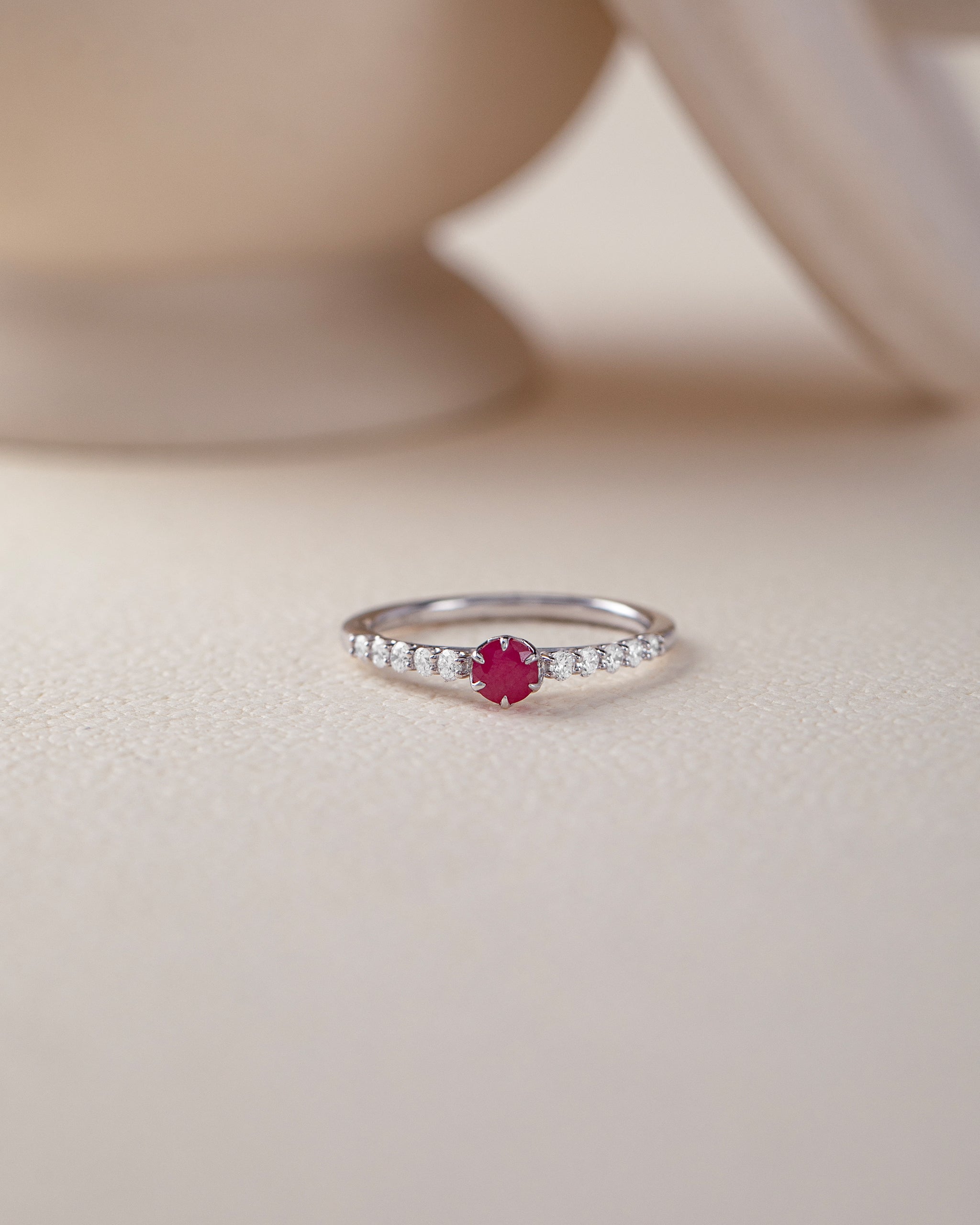 Created Ruby Sleek Diamond Ring, Sterling Silver, 1/4 ct Lab Grown Diamond-5