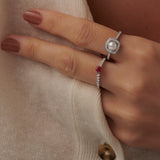 Created Ruby Sleek Diamond Ring, 14K Solid Gold, 1/4 ct Lab Grown Diamond-2