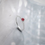 Created Ruby Sleek Diamond Ring, Sterling Silver, 1/4 ct Lab Grown Diamond-6