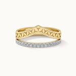 Engraved Chevron Band, 14K Gold Vermeil, 1/5 ct Lab Grown Diamond-3