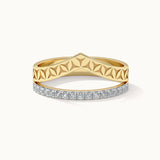 Engraved Chevron Band, 14K Gold Vermeil, 1/5 ct Lab Grown Diamond-3